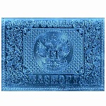 Обложка для паспорта " Имидж " Герб, голубой металлик, натуральная кожа, тиснение блинтовое