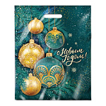 Пакет Новогодний ПЭ " Интерпак " с вырубной ручкой ПВД, 38*47см 60мкм Сибирский декор