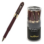 Ручка шариковая " Bruno Visconti " Monaco синяя 0,5мм, толщина письма 0,4мм, корпус пластик, металл, покрытие soft touch, цвет корпуса коричневый, металлический наконечник, колпачок с металлическим клипом, пластиковый бокс