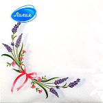 Салфетки бумажные 2-слойные " Лилия " Лиловый цвет 20шт, 100% целлюлоза, 33*33см