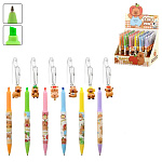 Ручка шариковая с текстовыделителем, 2в1 " Basir " Капибара синяя 0,5мм, цветной корпус, картонная упаковка