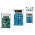 Калькулятор карманный 8 разрядов " Dexin " КК-1020, 85*55*8мм, батарейка, прозрачный голубой