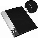 Папка 2 кольца " Бюрократ " А4 18мм черная, пластик 0,7мм, бумажная вставка во внешний кармашек