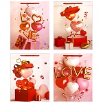 Пакет бумажный " KWELT " 26*32*10см Love, ассорти (без возможности выбора дизайна), ламинированный