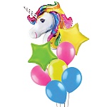 Набор шаров " Браво " Единорог 8в1 состав: фольгированные шары: 40"/79*101см голова единорога - 1шт, 18"/46см звезда - 2шт 2 цвета, 12"/30см латексные шары - 5шт 3 цвета