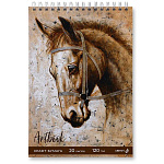 Скетчбук, крафт-бумага 120г/м2, 230*330мм, 20л, спираль, без линовки, обложка - мелованный картон, жесткая подложка " Светоч " Аргамак