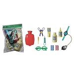 Игровой набор " Совтехстром " Доктор №2, в наборе: грелка, тонометр, очки, ножницы, шприц, таблетки 2шт., щипцы, термометр, глюкоза, мазь, спрей, пакет 19*16,5*6см