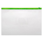 Папка на молнии " KWELT " А4 Zip Зеленая, пластиковая 0,15мм, карман для визитки, однотонная