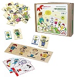 Игра логическая " Краснокамская игрушка " Профессии, 10 картонных тематических карточек, 30 деревянных картинок, вкладыш с правилами игры, картонная упаковка 20*26*6,5см