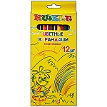 Карандаши цветные пластиковые шестигранные 12цв " KWELT " картонная упаковка, европодвес