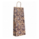 Пакет бумажный под бутылку крафт " ПЗБМ " 15*39*8см Фуршет, крученые ручки