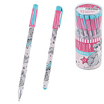 Ручка шариковая " Bruno Visconti " HappyWrite.FunColor.Кошка, синяя 0,5мм, толщина письма 0,38мм, пластиковый корпус, покрытие soft-touch, цвет корпуса - ассорти multicolor, металлический наконечник, колпачок с клипом, сменный стержень, пластиковый тубус