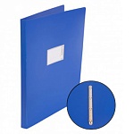 Папка 4 кольца " Бюрократ " БОЛЬШОЙ ФОРМАТ А3 27мм вертикальная синяя , пластик 0,7мм, бумажная вставка во внешний кармашек