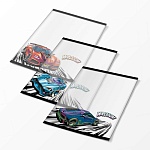 Обложка для тетрадей " Феникс " ПВХ 350*216мм 120мкм Гонки, ассорти, 3шт, пакет