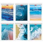 Блокнот МАЛЫЙ ФОРМАТ А6 спираль сверху 40л " Hatber " Аквалайф (ассорти), клетка, обложка - мелованный картон, УФ-лак, 6 дизайнов