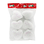 Ёлочное украшение " KWELT " Заснеженные сердечки с блестками 5,5*5,5см 6шт, пакет, европодвес