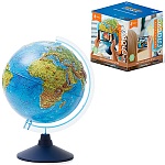 Глобус физико-политический интерактивный рельефный с подсветкой от батареек 250мм " Globen " в комплекте: очки виртуальной реальности (VR), батарейки в комплект не входят, картонная коробка