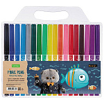 Фломастеры " Hatber " ECO Кот Басик 18цв круглые, вентилируемый колпачок, блистер, европодвес