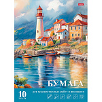 Набор бумаги для рисования и художественных работ " Hatber " БОЛЬШОЙ ФОРМАТ А3 10л Тихая гавань, тиснение, плотность бумаги- 220г/м2, в папке