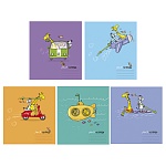 Тетрадь А5 12л клетка " ПЗБМ " Трое в лодке, не считая жирафа, офсет, на скобе, обложка - мелованный картон, выборочный УФ-лак, 5 дизайнов в спайке