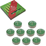 Свеча чайная Новогодняя ароматизированная " РСМ " 9шт Снежный кипарис, 39*12,5мм время горения 3-4часа, картонная упаковка