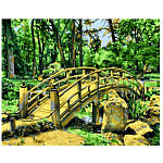 Картина по номерам " Lori " 40*50см Мостик в саду, состав набора: холст на подрамнике с контуром, краски, кисть, акриловый лак, инструкция, картонная упаковка