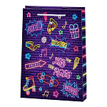 Пакет бумажный " Мир открыток " 18*22,7*10см Прикольные надписи и значки, ламинированный