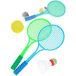 Набор для бадминтона " Рыжий кот " 2 ракетки пластиковые, 1 волан, 1 цветной шарик, в сетке