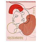 Скетчбук, белая бумага 150г/м2, А3, 20л, спираль, без линовки, обложка- матовый ламинированный картон, жесткая подложка, " Миленд " Женский силуэт