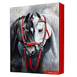 Пазлы " Рыжий кот " 500элементов Символ года- Влюбленные лошади 33*47см, картонная упаковка 22,5*32*4см