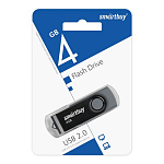 Флеш-диск " SmartBuy " 4GB Twist черный USB 2.0, металл/пластик