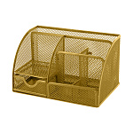 Подставка " KWELT " 7 отделений (1 выдвижное), 22*14*13см, металлическая, сетчатая, горчичный, картонная упаковка