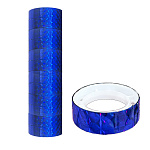 Декоративная клейкая лента " KWELT " h=1см, d=3,5см, 2м, синяя, голография, 12шт в упаковке