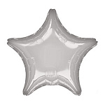 Шар фольгированный 19"/48см Звезда металлик серебряный