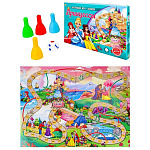 Игра ходилка 3+ " Рыжий кот " Принцессы в составе: игровое поле 57*42см, 4 фишки, 1 кубик, картонная упаковка 33*22*2,6см