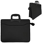 Портфель " KWELT " БОЛЬШОЙ ФОРМАТ А3+ (460*370мм) 2 отделение, Черный, на молнии, внешний карман, расширение 7см, пластик, пластиковые ручки, прошивка по периметру