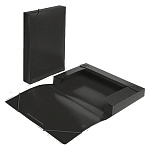 Папка на резинках " deVente " А4 пластик, непрозрачная черная, 0,7мм, с вертикальной резинкой, 1 отделение, индивидуальная упаковка