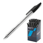 Ручка шариковая " Hatber " T-34 черная 0,7мм, толщина письма 0,35мм, чернила на маслянной основе, рифленый держатель, металлизированный наконечник, прозрачный пластиковый корпус, картонная упаковка