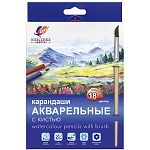 Карандаши " Луч " акварельные Классика цвета 18цв с кистью, шестигранные, деревянные, картонная упаковка, европодвес