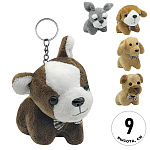 Мягкая игрушка-брелок " KWELT " Песик в бабочке, 9см, ассорти