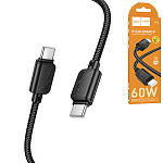 Кабель сетевой Type-C - Type-C " Hoco " X113 Beneficio черный, круглый, 1м, 3,0А, PD, 60Вт, нейлон