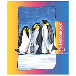 Скетчбук для карандашных зарисовок, белая бумага 60г/м2, А6, 64л, спираль сверху, без линовки, обложка- ламинированный картон, жесткая подложка, " Миленд " Пингвин