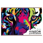 Альбом А4 40л " Эксмо " Тигр, на скобе, обложка - глянцевый ламинированный картон, неоновый пантон, блок- офсет 110г/м2