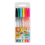 Набор шариковых ручек " Beifa " 6цв, 0,5мм, ассорти, рифлёный держатель, прозрачный корпус, колпачок с клипом в цвет чернил, ПВХ европодвес