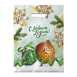 Пакет Новогодний ПЭ " Интерпак " с вырубной ручкой ПВД, 30*40см 30мкм Отблеск