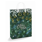 Пакет Новогодний ПЭ " Интерпак " с пластиковой ручкой МП, 30*40см 150мкм Золотые игрушки