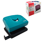 Дырокол на 20л " deVente " Trend металл/пластик, встроенная линейка со шкалой, съемный поддон для конфетти, изумрудно-бирюзовый