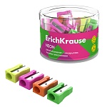 Точилка " Erich Krause " Easy Sharp, Neon, ассорти, пластиковая, 1 отверстие, в тубусе
