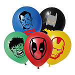 Шар латексный с рисунком " Браво " 12"/30см Супергерои, ассорти из 4 цветов, 5 дизайнов