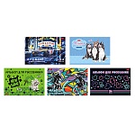 Альбом А4 24л " Hatber " Выпуск №3 (ассорти), на скобе, обложка- мелованный картон, блок- офсет 100г/м2, 1 дизайн в спайке, 5 дизайнов в коробке